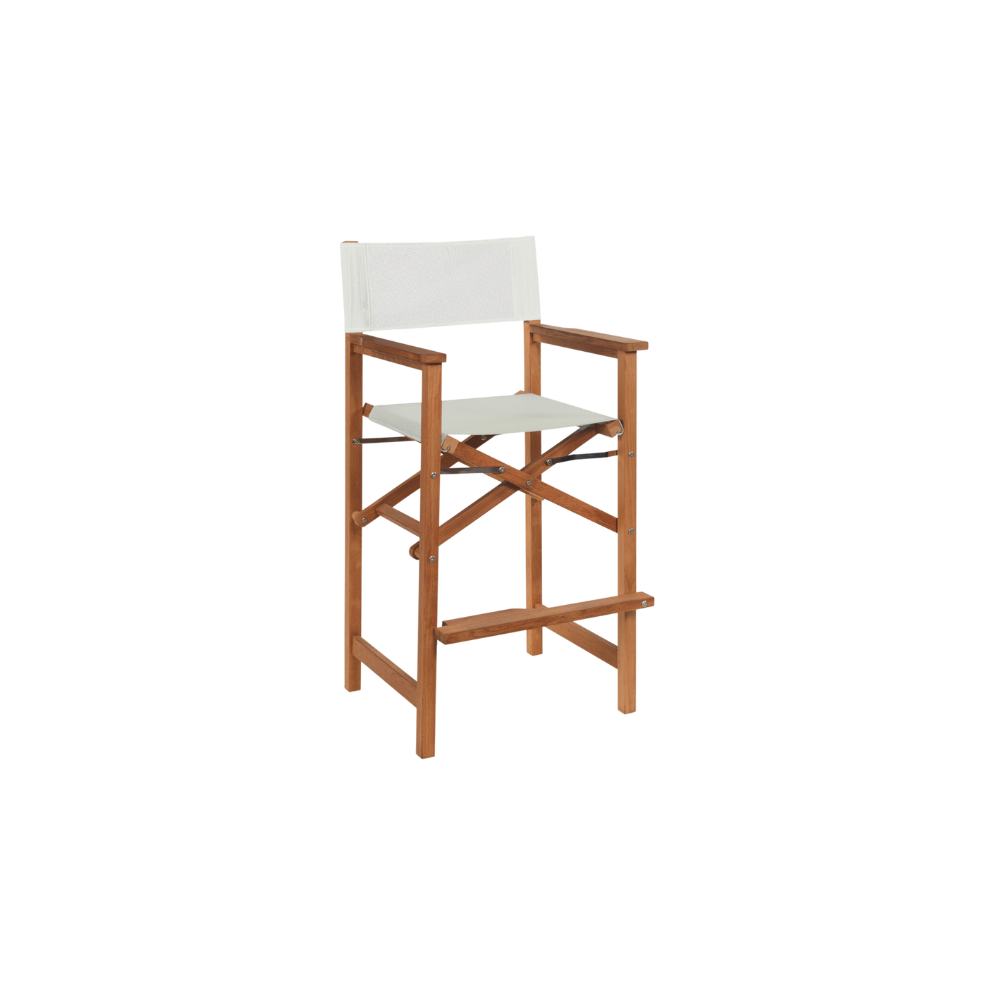 Director 3-Piece Square Teak Outdoor Bar Height Dining Set in Black with Folding Armchairs