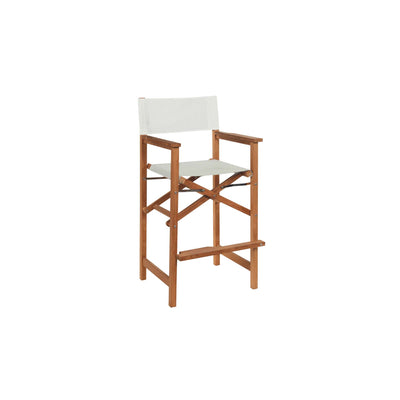 Director 3-Piece Square Teak Outdoor Bar Height Dining Set in Black with Folding Armchairs