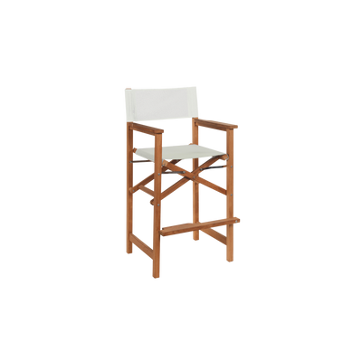 Director 3-Piece Square Teak Outdoor Bar Height Dining Set in Black with Folding Armchairs