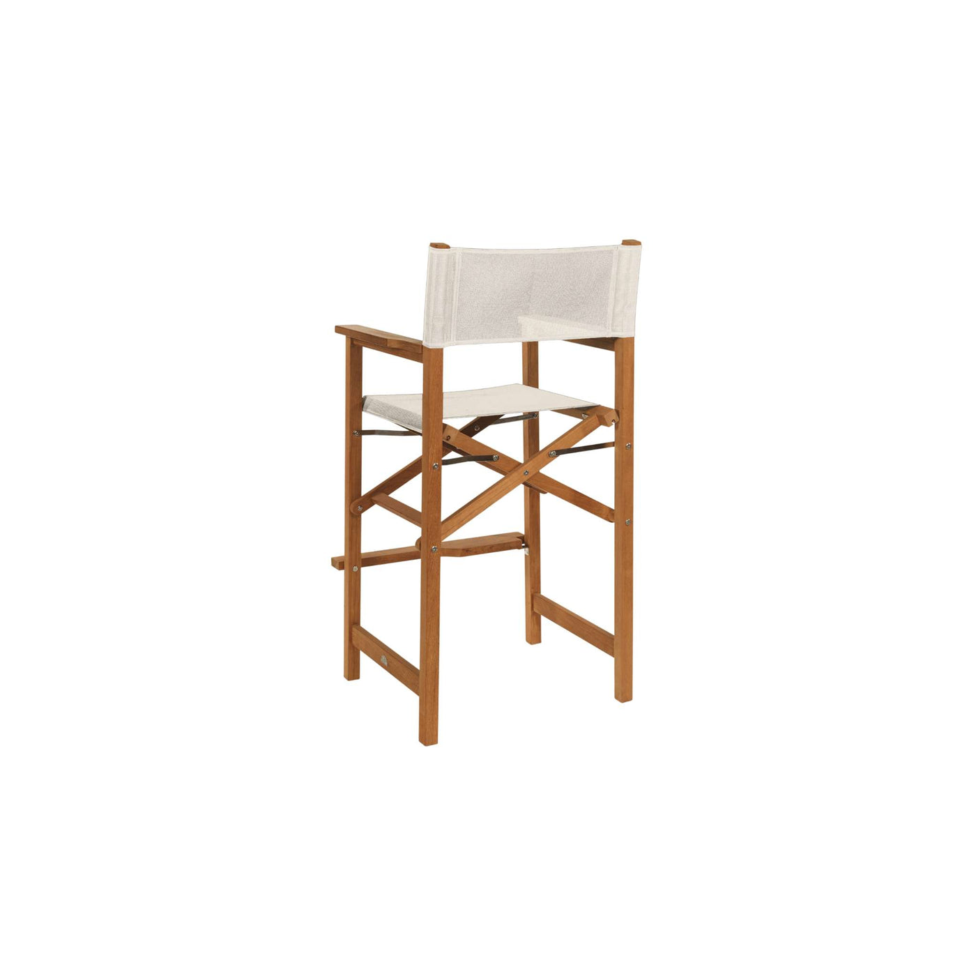 Director 3-Piece Square Teak Outdoor Bar Height Dining Set in Black with Folding Armchairs