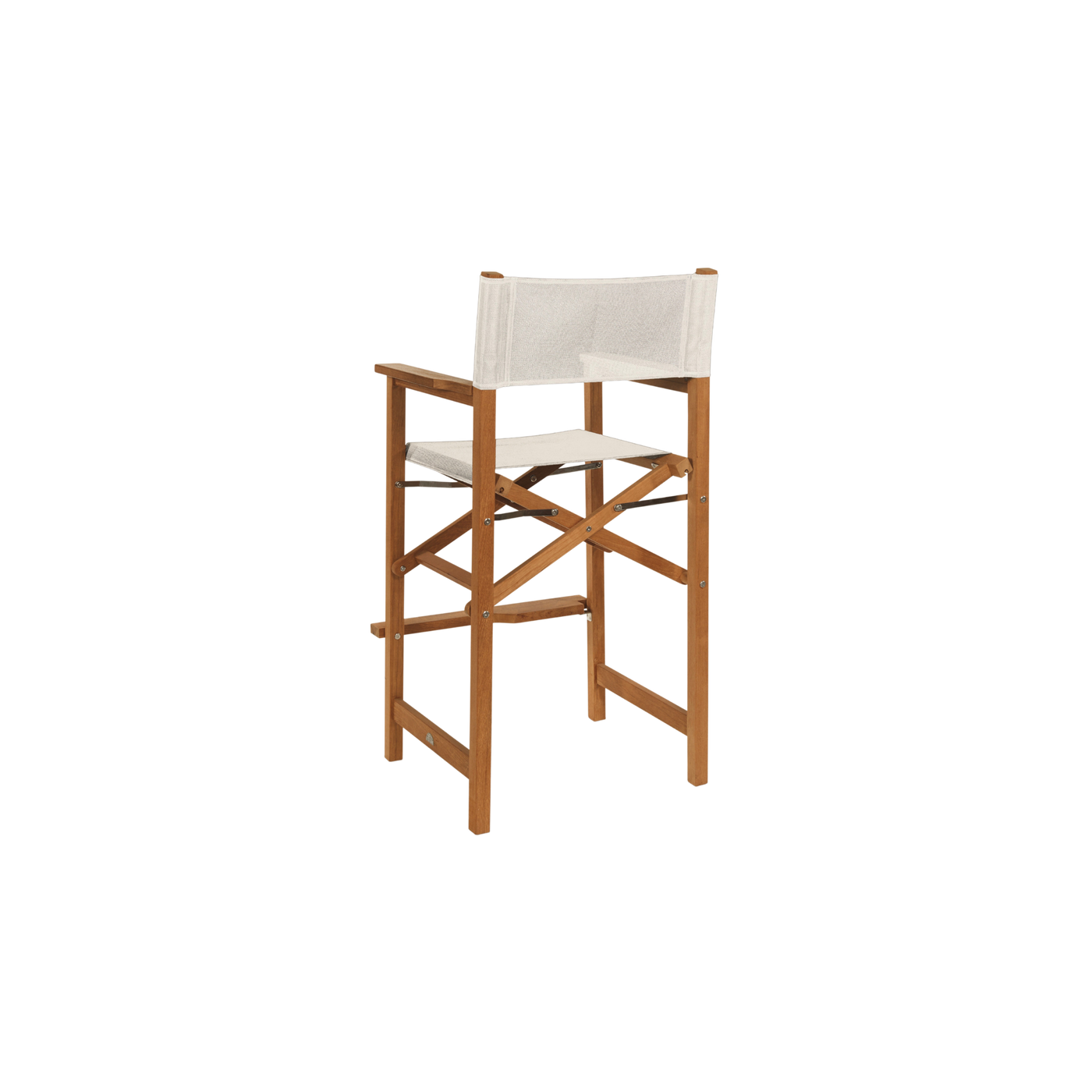 Director 3-Piece Square Teak Outdoor Bar Height Dining Set in Black with Folding Armchairs