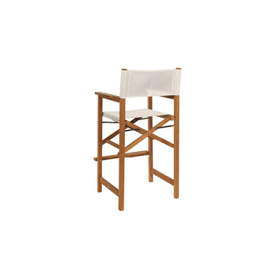 Director 3-Piece Square Teak Outdoor Bar Height Dining Set in Black with Folding Armchairs