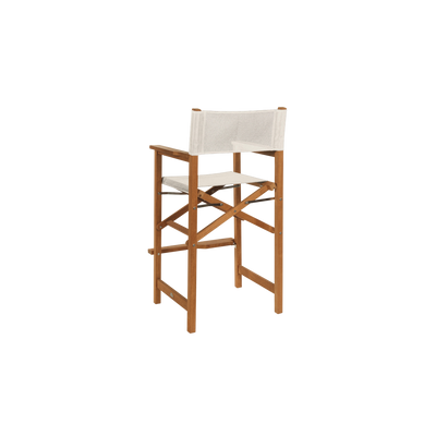 Director 3-Piece Square Teak Outdoor Bar Height Dining Set in Black with Folding Armchairs
