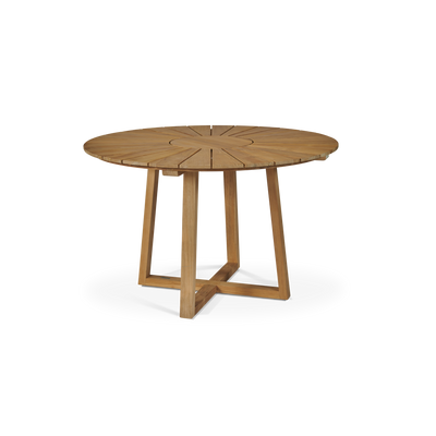 Cambria 5-Piece Round Teak Outdoor Dining Set with Stacking Armchairs