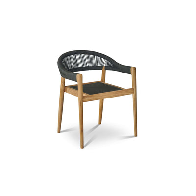 Cambria 5-Piece Round Teak Outdoor Dining Set with Stacking Armchairs
