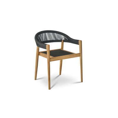 Cambria 5-Piece Round Teak Outdoor Dining Set with Stacking Armchairs