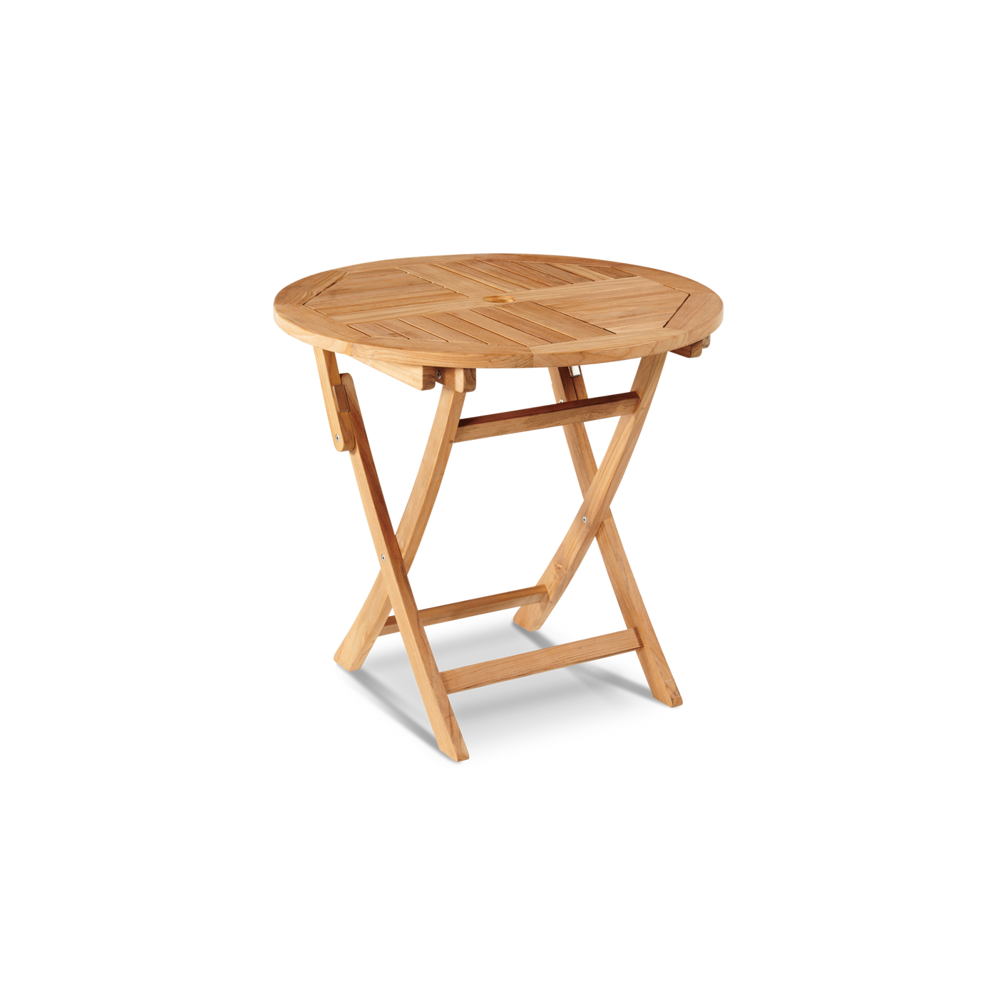 Devon 3-Piece Round Teak Outdoor Bistro Set with Folding Table and Folding Armchairs