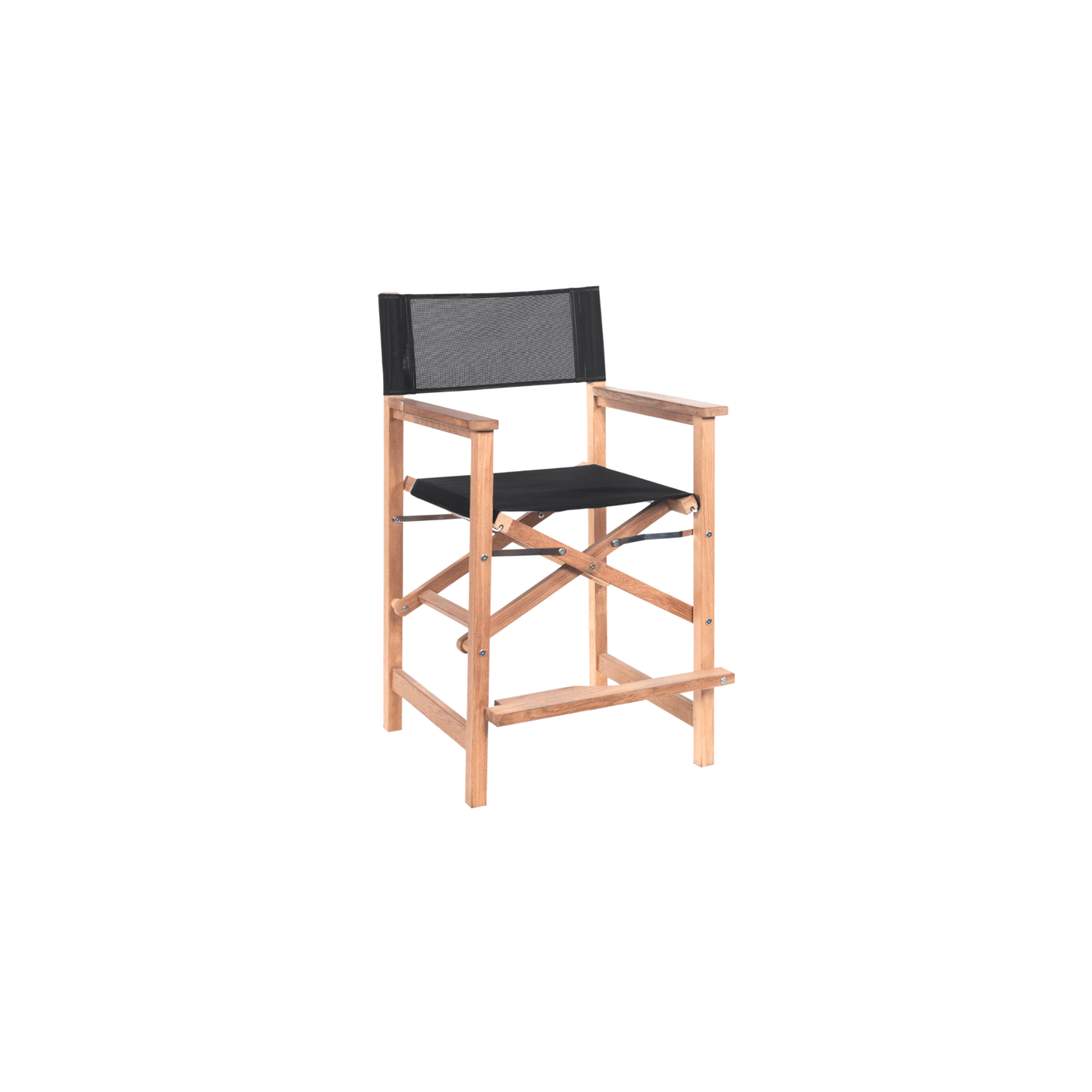Director 5-Piece Rectangular Teak Outdoor Counter Height Dining Set in Black with Folding Armchairs