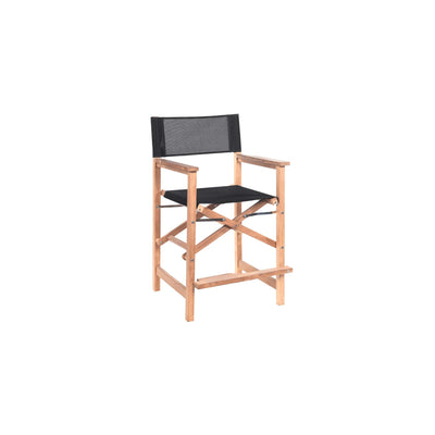 Director 5-Piece Rectangular Teak Outdoor Counter Height Dining Set in Black with Folding Armchairs
