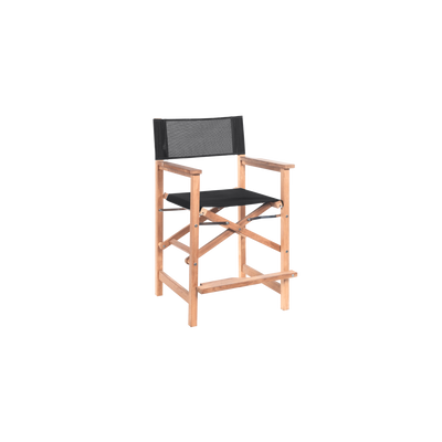 Director 5-Piece Rectangular Teak Outdoor Counter Height Dining Set in Black with Folding Armchairs