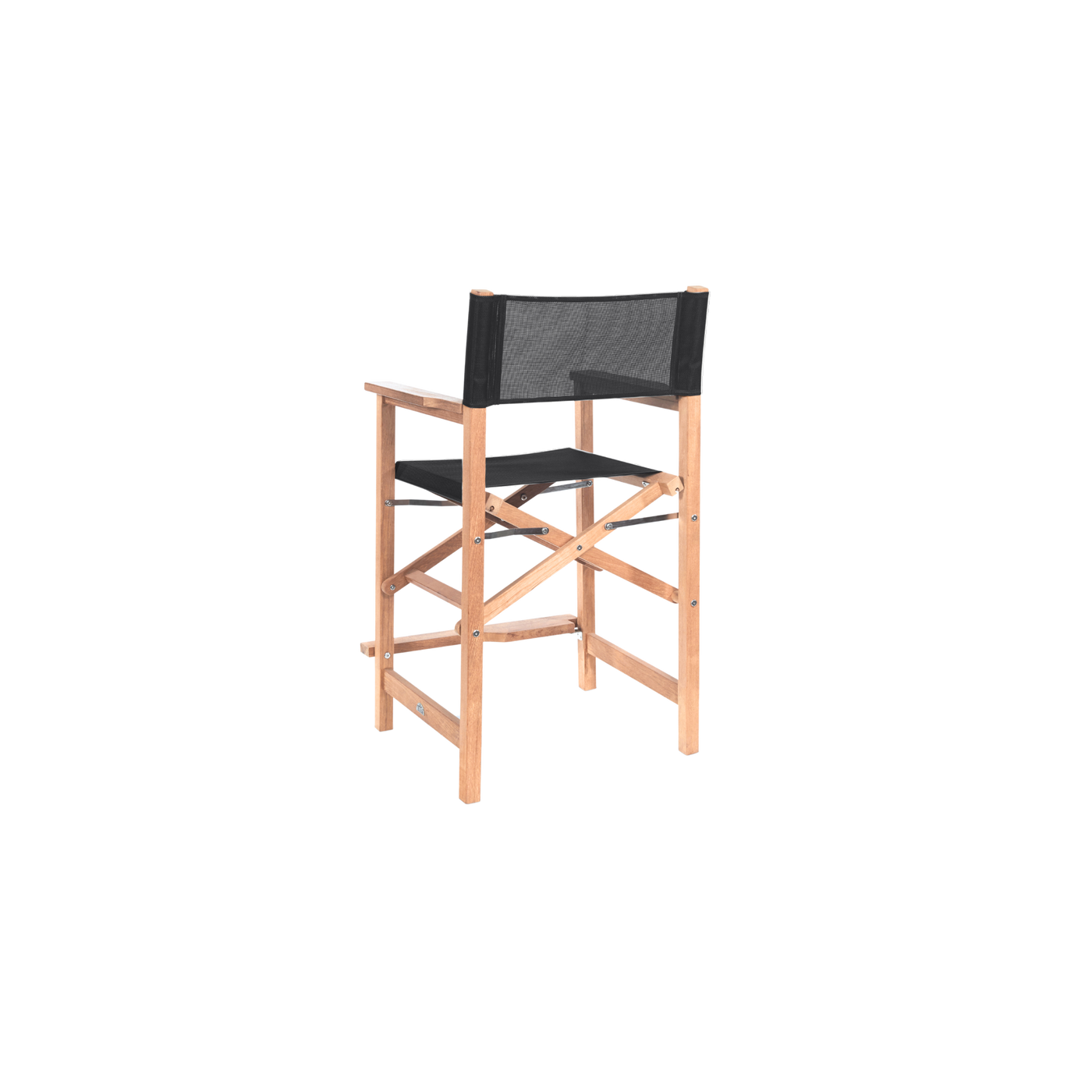 Director 5-Piece Rectangular Teak Outdoor Counter Height Dining Set in Black with Folding Armchairs