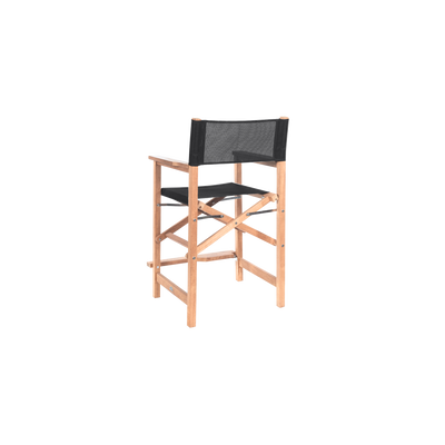 Director 5-Piece Rectangular Teak Outdoor Counter Height Dining Set in Black with Folding Armchairs
