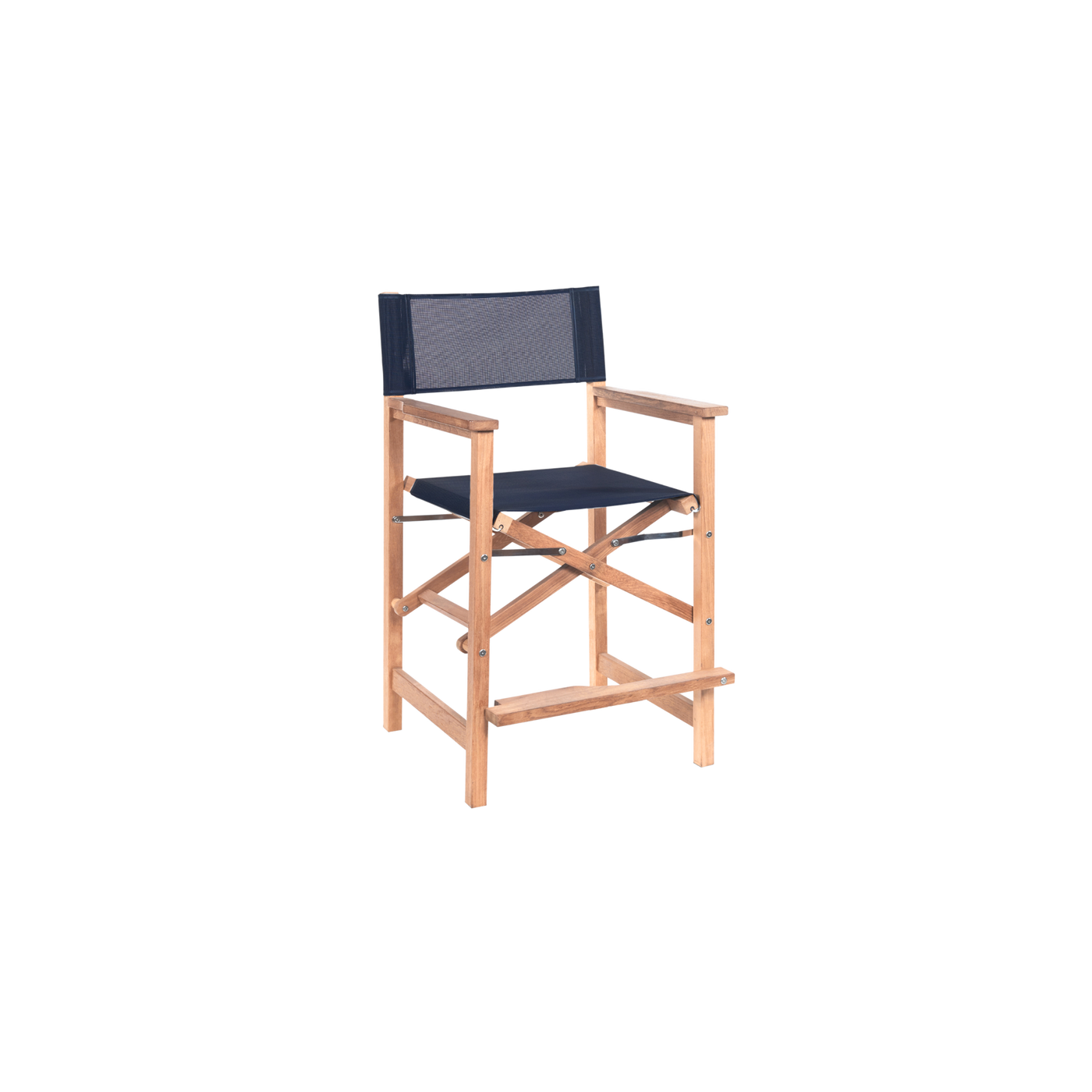 Director 5-Piece Rectangular Teak Outdoor Counter Height Dining Set in Black with Folding Armchairs