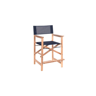 Director 5-Piece Rectangular Teak Outdoor Counter Height Dining Set in Black with Folding Armchairs