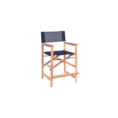 Director 5-Piece Rectangular Teak Outdoor Counter Height Dining Set in Black with Folding Armchairs