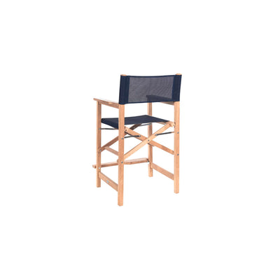 Director 5-Piece Rectangular Teak Outdoor Counter Height Dining Set in Black with Folding Armchairs
