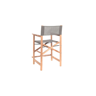 Director 5-Piece Rectangular Teak Outdoor Counter Height Dining Set in Black with Folding Armchairs