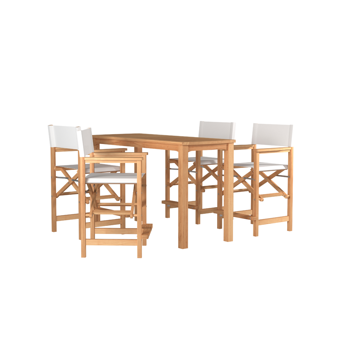 Director 5-Piece Rectangular Teak Outdoor Counter Height Dining Set in Black with Folding Armchairs