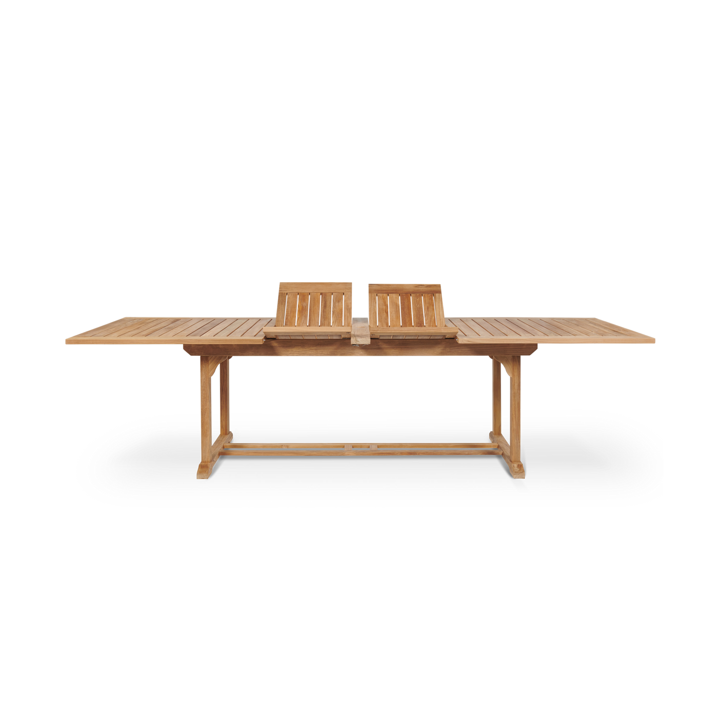 Devon 9-Piece Rectangular Teak Outdoor Family Dining Set with Extendable Table and Folding Chairs
