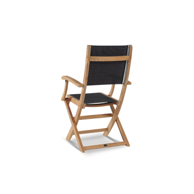 Dalton 9-Piece Teak Outdoor Family Dining Set in Black with Extensions and Folding Chairs
