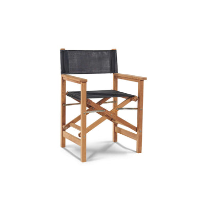 Director 7-Piece Teak Outdoor Family Dining Set in Black with Folding Armchairs