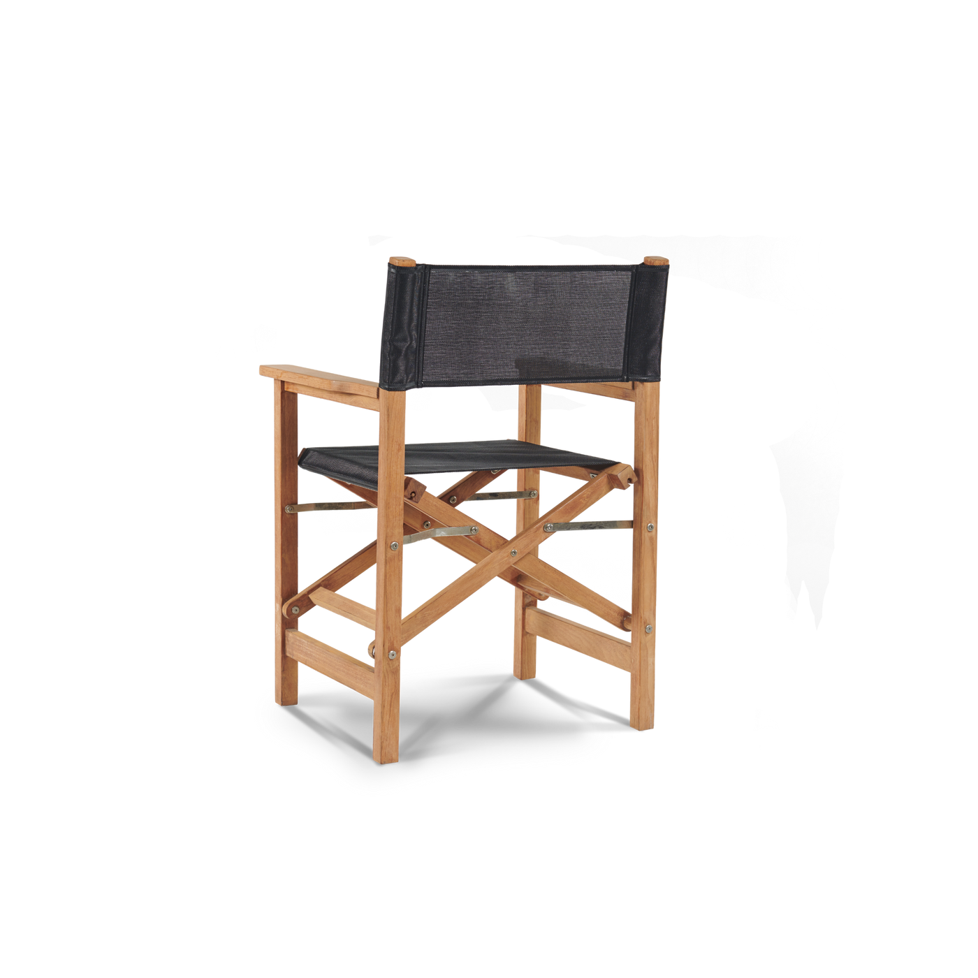 Director 7-Piece Teak Outdoor Family Dining Set in Black with Folding Armchairs