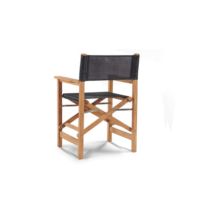 Director 7-Piece Teak Outdoor Family Dining Set in Black with Folding Armchairs