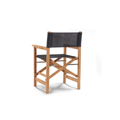 Director 7-Piece Teak Outdoor Family Dining Set in Black with Folding Armchairs