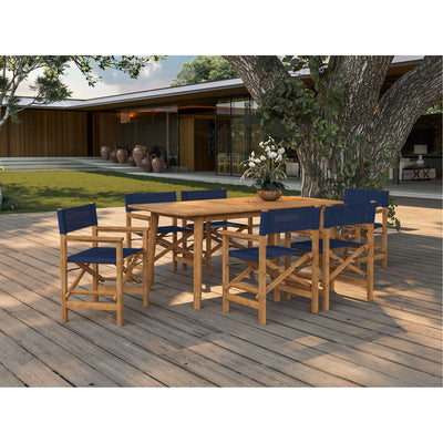 Director 7-Piece Teak Outdoor Family Dining Set in Black with Folding Armchairs