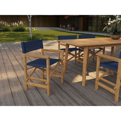 Director 7-Piece Teak Outdoor Family Dining Set in Black with Folding Armchairs