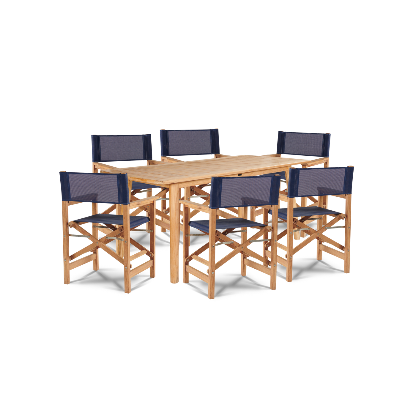 Director 7-Piece Teak Outdoor Family Dining Set in Black with Folding Armchairs