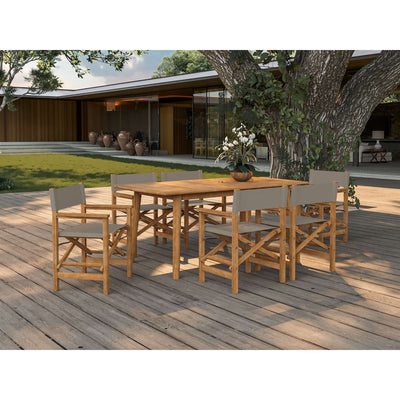 Director 7-Piece Teak Outdoor Family Dining Set in Black with Folding Armchairs