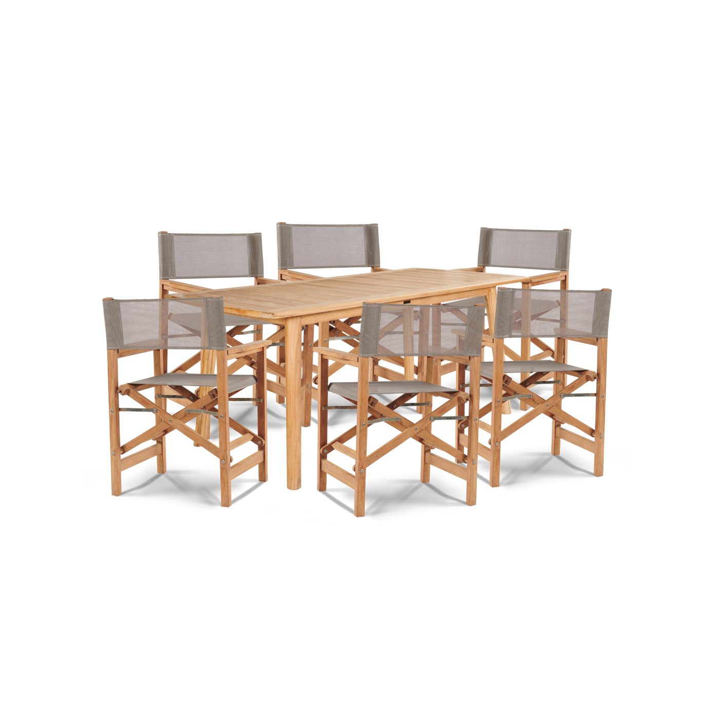 Director 7-Piece Teak Outdoor Family Dining Set in Black with Folding Armchairs