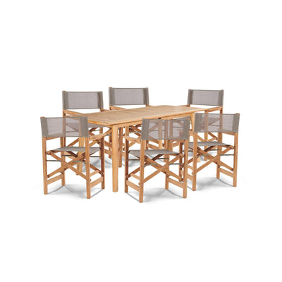 Director 7-Piece Teak Outdoor Family Dining Set in Black with Folding Armchairs