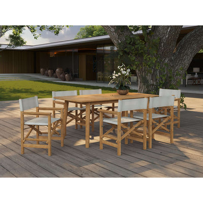 Director 7-Piece Teak Outdoor Family Dining Set in Black with Folding Armchairs