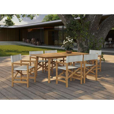 Director 7-Piece Teak Outdoor Family Dining Set in Black with Folding Armchairs