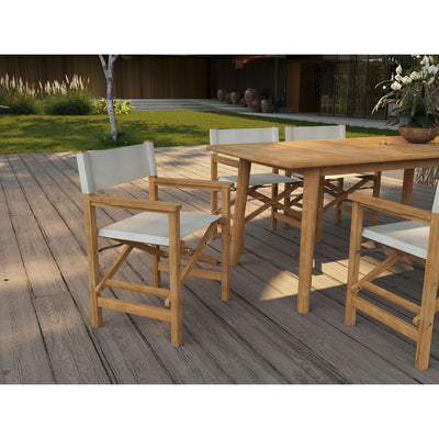 Director 7-Piece Teak Outdoor Family Dining Set in Black with Folding Armchairs