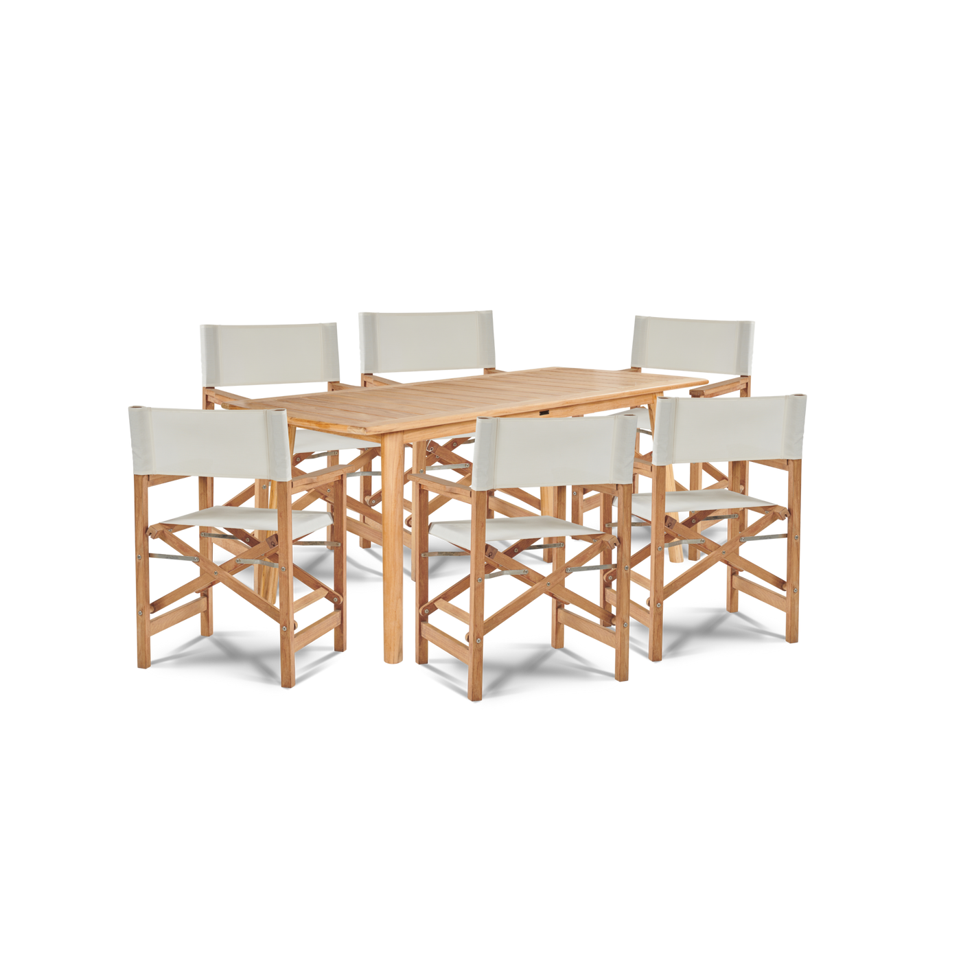 Director 7-Piece Teak Outdoor Family Dining Set in Black with Folding Armchairs