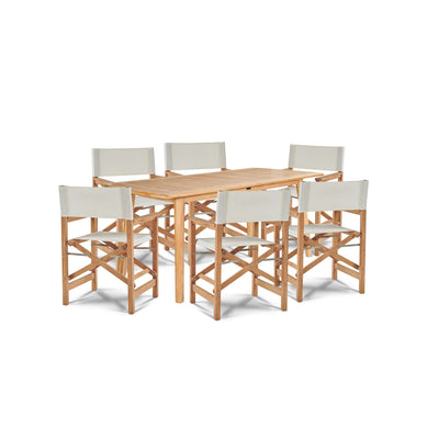 Director 7-Piece Teak Outdoor Family Dining Set in Black with Folding Armchairs