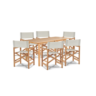 Director 7-Piece Teak Outdoor Family Dining Set in Black with Folding Armchairs