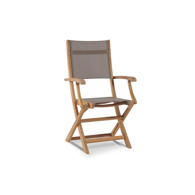 Del Ray 7-Piece Rectangular Teak Outdoor Dining Set in Black with Folding Armchairs