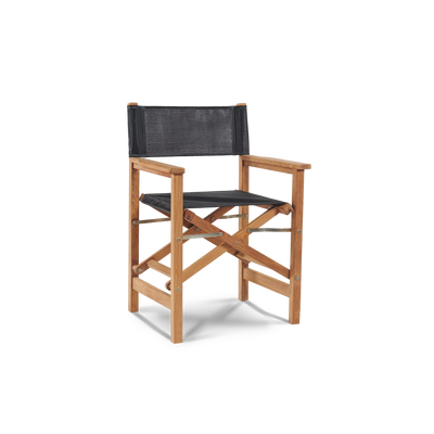 Del Ray 5-Piece Square Teak Outdoor Dining Set in Black with Folding Armchairs