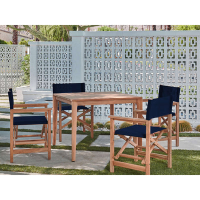 Del Ray 5-Piece Square Teak Outdoor Dining Set in Black with Folding Armchairs