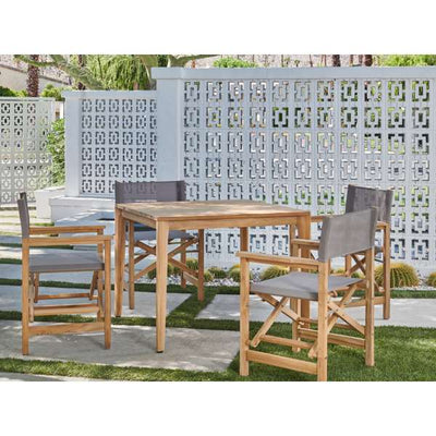 Del Ray 5-Piece Square Teak Outdoor Dining Set in Black with Folding Armchairs