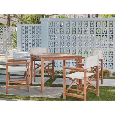 Del Ray 5-Piece Square Teak Outdoor Dining Set in Black with Folding Armchairs