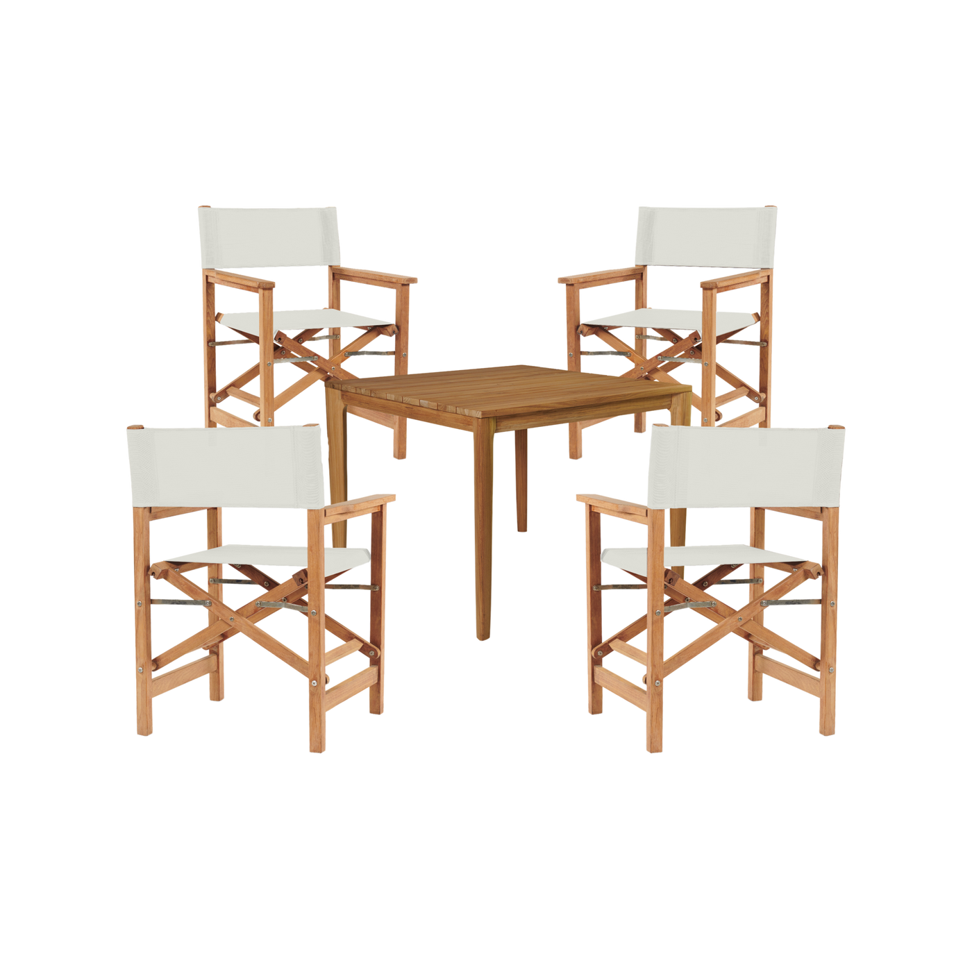 Del Ray 5-Piece Square Teak Outdoor Dining Set in Black with Folding Armchairs