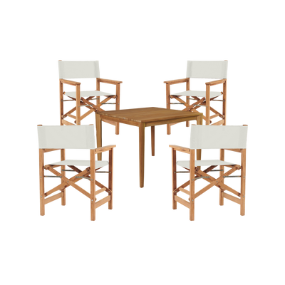 Del Ray 5-Piece Square Teak Outdoor Dining Set in Black with Folding Armchairs