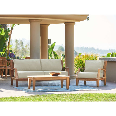 Grande 4-Piece Teak Outdoor Patio Deep Seating Set with Sunbrella® Canvas Cushion