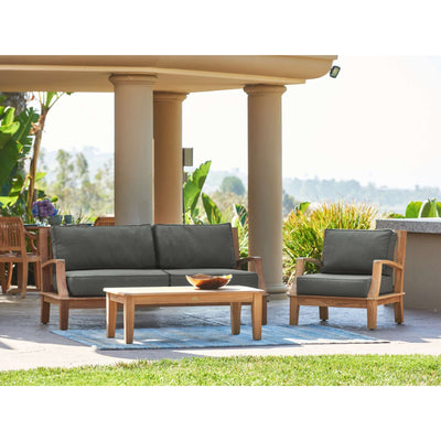Grande 4-Piece Teak Outdoor Patio Deep Seating Set with Sunbrella® Canvas Cushion