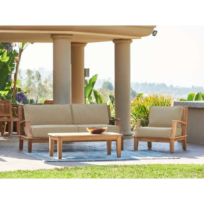 Grande 4-Piece Teak Outdoor Patio Deep Seating Set with Sunbrella® Canvas Cushion